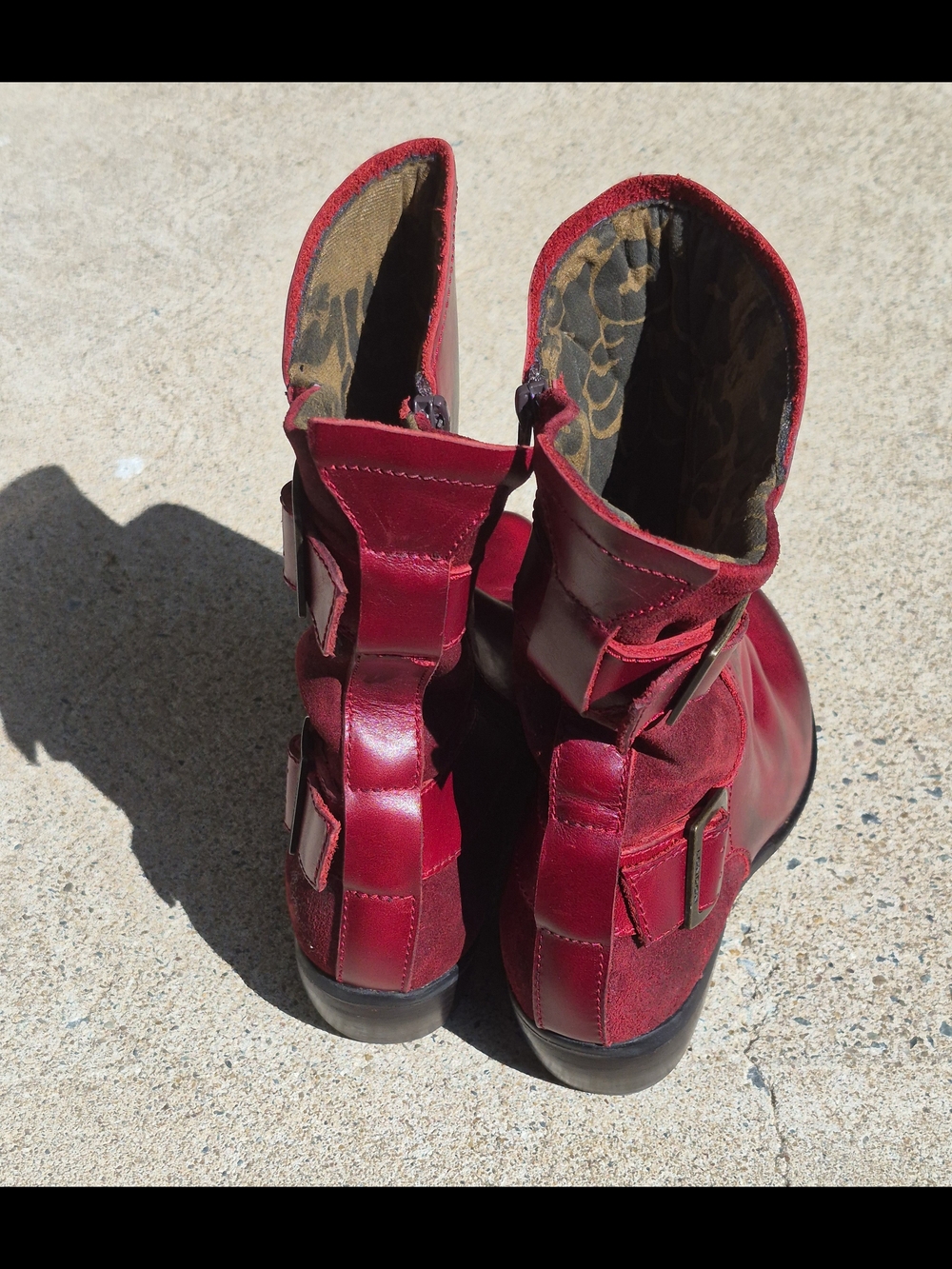 New Women’s Fly London Red Leather and Suede Boots - Picture 6 of 13
